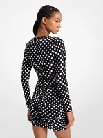 Dot Ruched Stretch Matte Jersey Dress