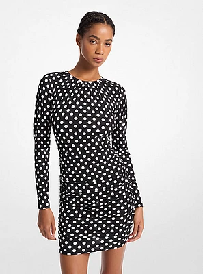 Dot Ruched Stretch Matte Jersey Dress