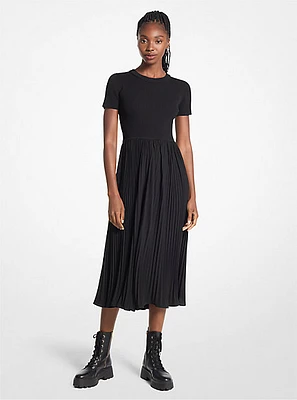 Ribbed Knit and Woven Dress