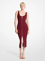 Ribbed Stretch Knit Zip Dress