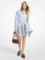 Striped Cotton Poplin Tie-Waist Shirtdress