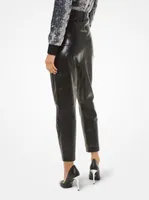 Pleated Leather Pants