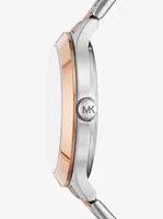 Pavé Two-Tone Watch and Heart Bracelet Set