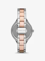 Pavé Two-Tone Watch and Heart Bracelet Set