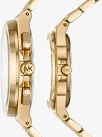 Lennox His and Hers Pavé Gold-Tone Watch Set