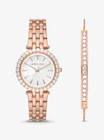 Mini Darci Pave Rose Gold-Tone Watch and Bracelet Gift Set