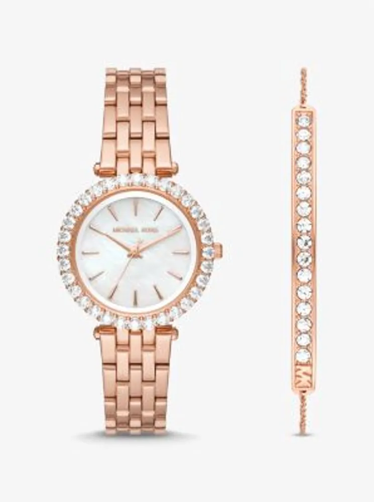 Mini Darci Pave Rose Gold-Tone Watch and Bracelet Gift Set