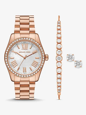 Lexington Pavé Rose Gold-Tone Watch and Jewelry Gift Set