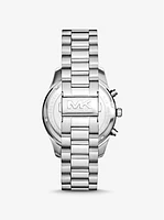Oversized Lexington Silver-Tone Watch and Crocodile-Embossed Leather Card Case Gift Set