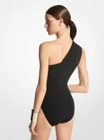 Stretch Crepe One-Shoulder Swimsuit