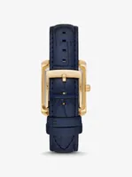 Mini Emery Pavé Gold-Tone and Crocodile Embossed Leather Watch