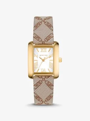 Mini Emery Gold-Tone and Empire Logo Jacquard Watch