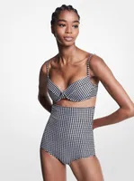 Gingham Stretch Nylon Bra and Brief Bikini Set