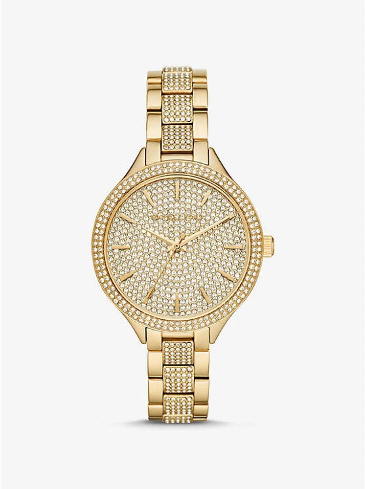 Pavé Gold-Tone Watch