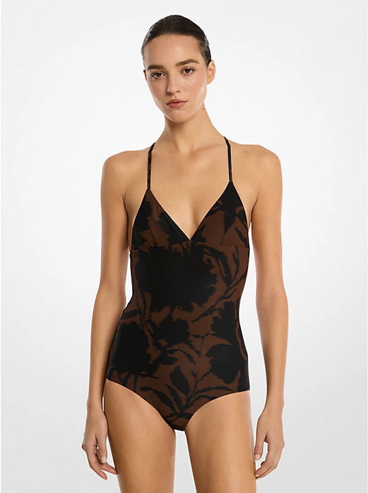 Floral Chiné Crepe Crossback Swimsuit