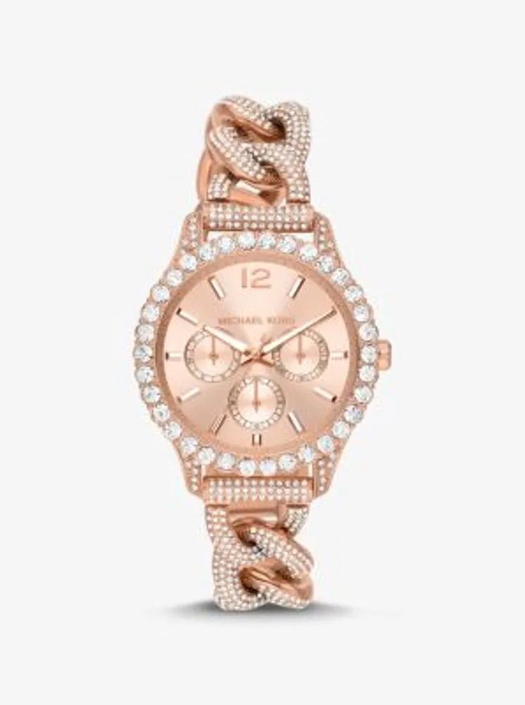 Layton Pavé Rose Gold-Tone Curb-Link Watch