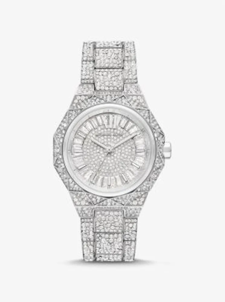 Oversized Raquel Pavé Silver-Tone Watch