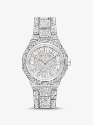 Oversized Raquel Pavé Silver-Tone Watch