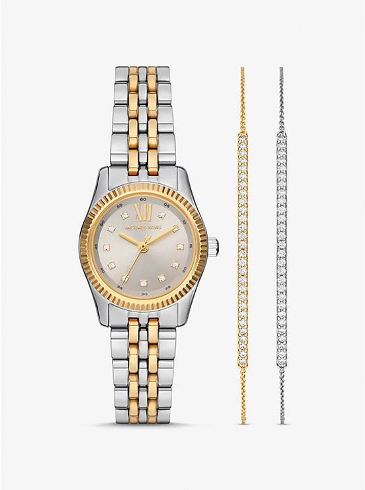 Set de regalo con reloj Lexington en dos tonos con pavé y pulsera