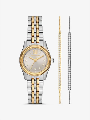 Set de regalo con reloj Lexington en dos tonos con pavé y pulsera
