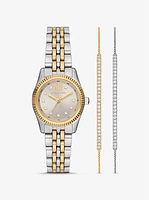 Set de regalo con reloj Lexington en dos tonos con pavé y pulsera