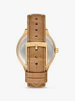 Sage Pavé Gold-Tone and Crocodile Embossed Leather Watch