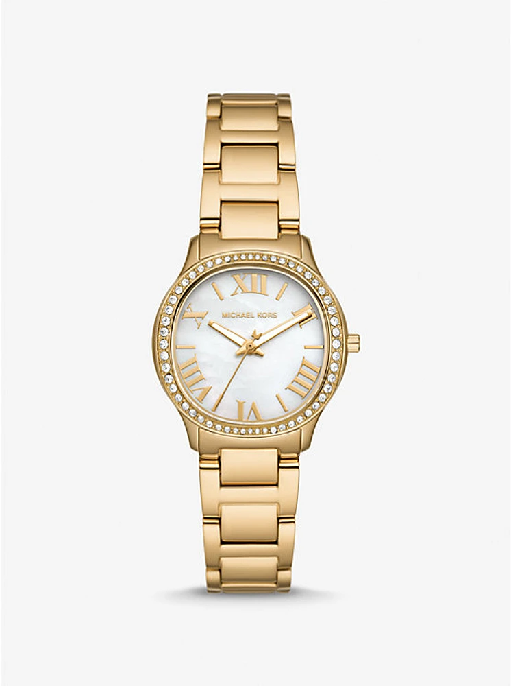 Mini Sage Pavé Gold-Tone Watch