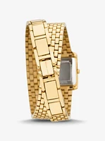 Petite Emery Pavé Gold-Tone Double Wrap Watch