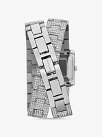 Petite Emery Pavé Silver-Tone Double Wrap Watch