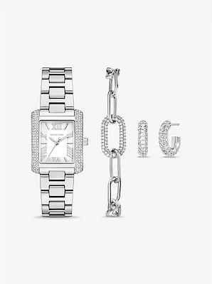 Petite Emery Silver-Tone Watch and Jewelry Gift Set