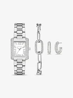 Petite Emery Silver-Tone Watch and Jewelry Gift Set