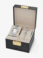 Petite Emery Silver-Tone Watch and Jewelry Gift Set