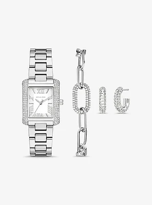 Petite Emery Silver-Tone Watch and Jewelry Gift Set