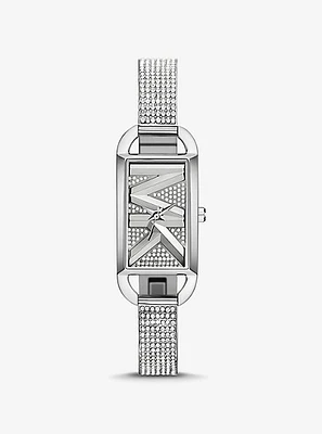 Mini Empire Pavé Silver-Tone Bangle Watch