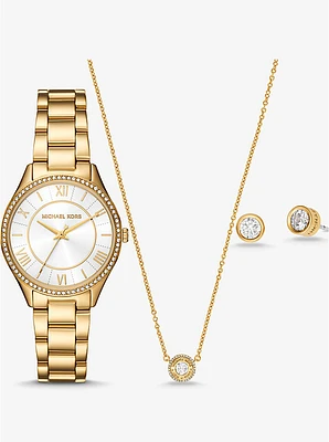 Mini Lauryn Gold-Tone Watch and Jewelry Gift Set