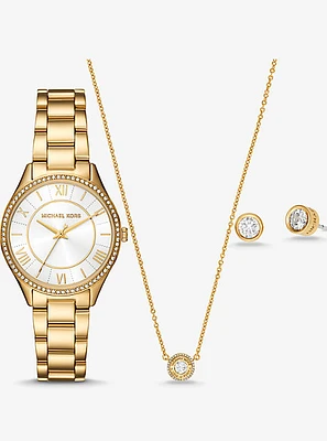 Mini Lauryn Gold-Tone Watch and Jewelry Gift Set