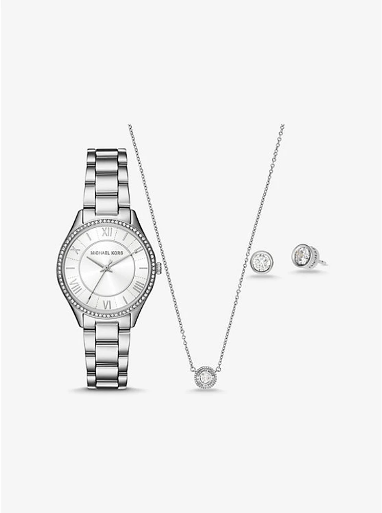 Mini Lauryn Silver-Tone Watch and Jewelry Gift Set