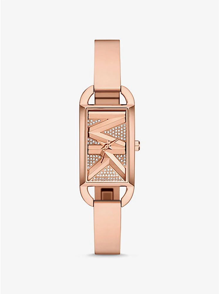 Mini Empire Pavé Rose Gold-Tone Bangle Watch