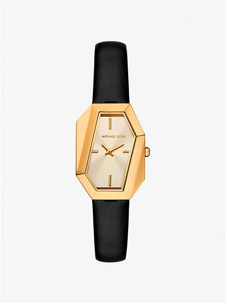 Reloj Suri de cuero y en tono dorado
