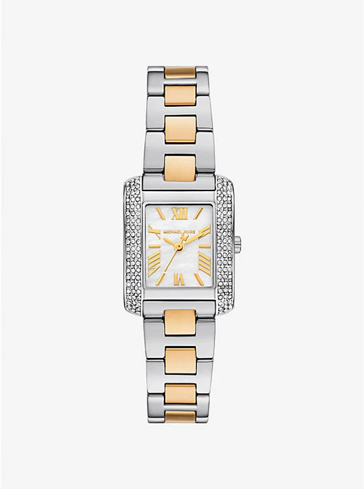 Reloj Emery pequeño en dos tonos con pavé