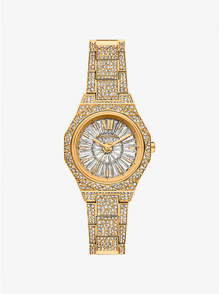 Reloj Raquel mini en tono dorado con pavé