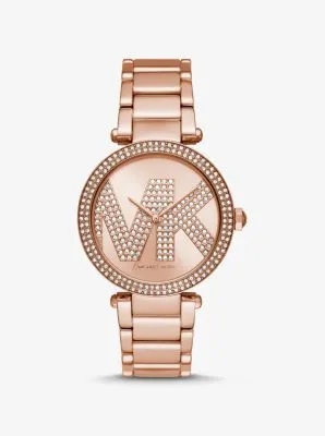 Oversized Pavé Logo Rose Gold-Tone Watch