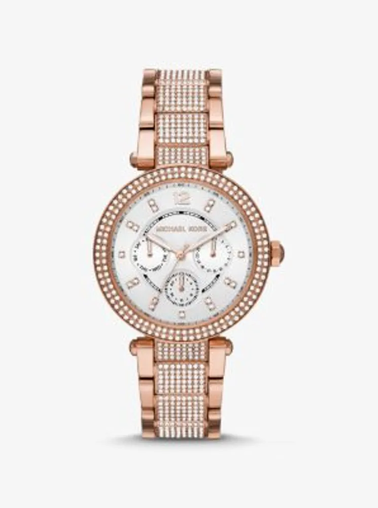 Oversized Parker Pavé Rose Gold-Tone Watch 