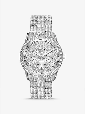 Oversized Brynn Pavé Silver-Tone Watch