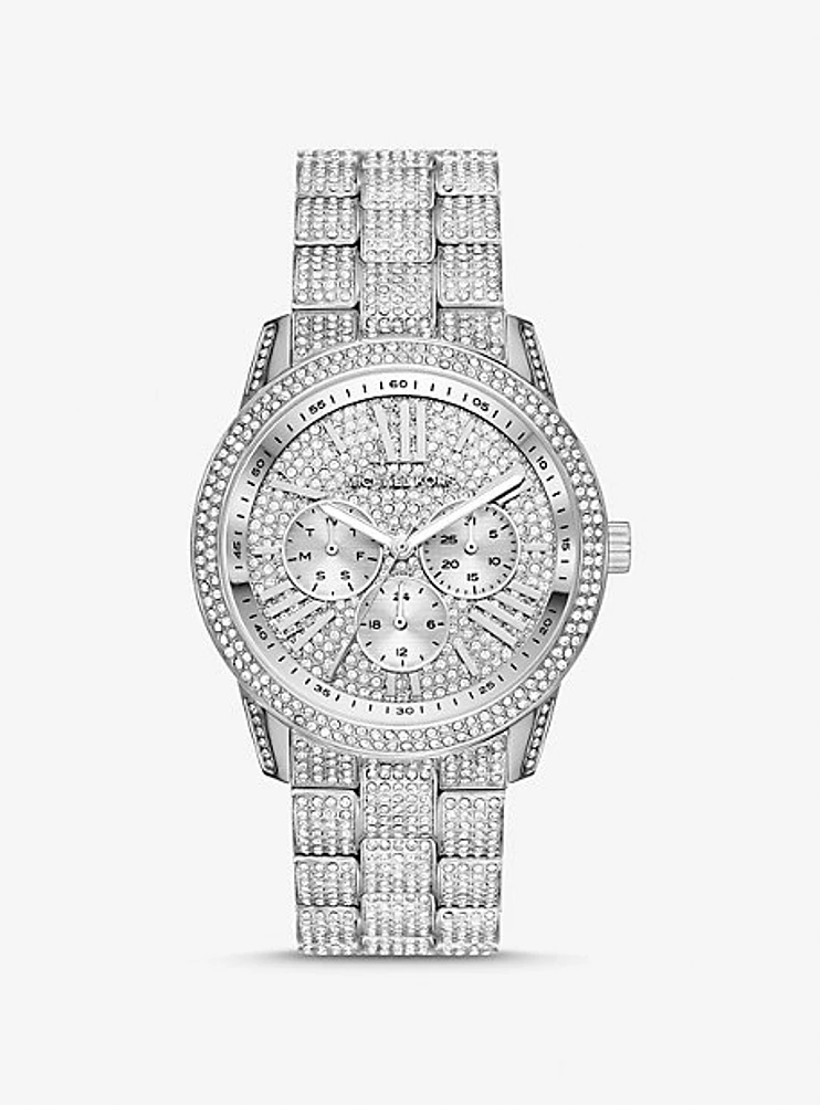 Oversized Berkley Pavé Silver-Tone Watch