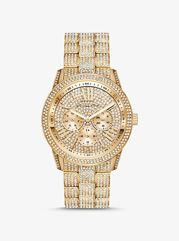 Oversized Brynn Pavé Gold-Tone Watch