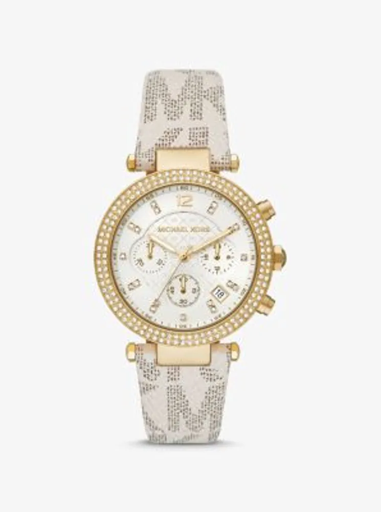 Oversized Parker Pavé Gold-Tone and Logo Watch