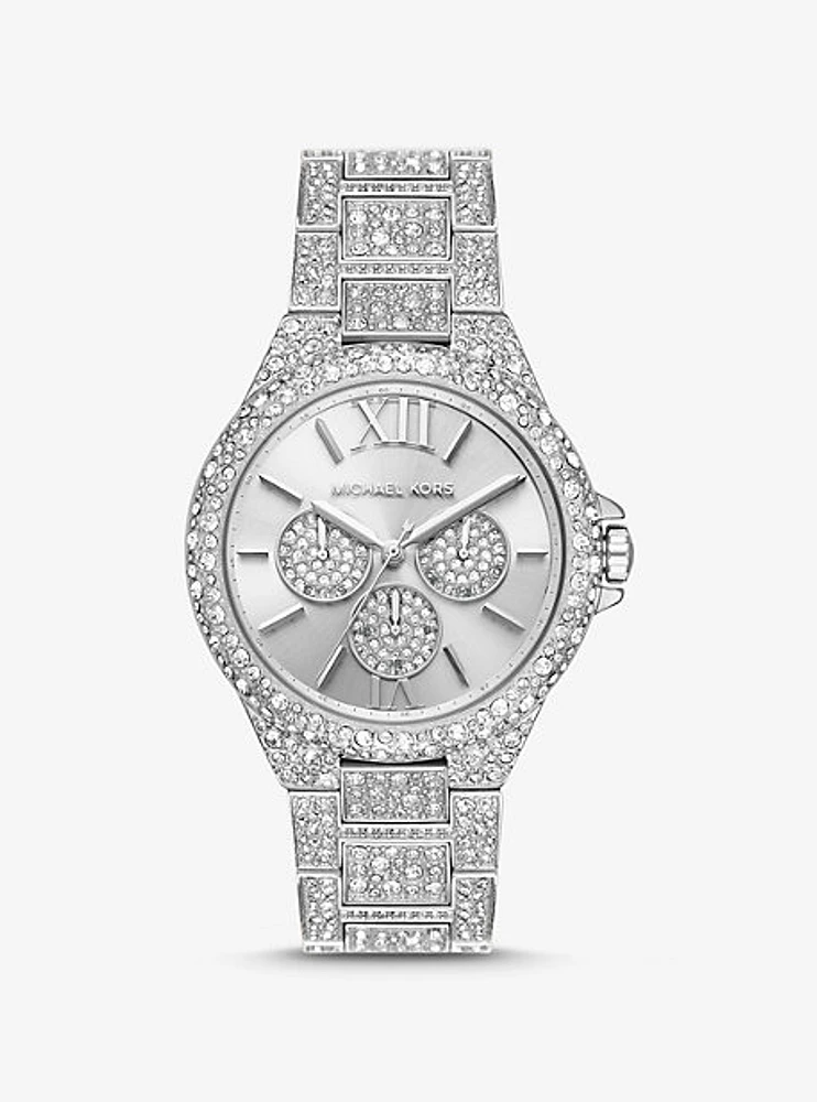 Oversized Camille Pavé Silver-Tone Watch