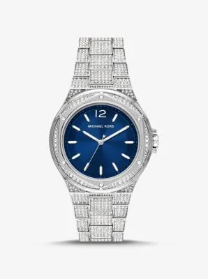 Oversized Lennox Pavé Silver-Tone Watch