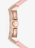 Oversized Sydney Pavé Rose Gold-Tone and Logo Watch